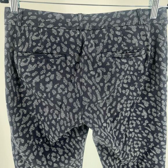 Banana Republic Women's Animal Print Flat Front Ryan Trouser Pant Navy Blue Sz 4 - Picture 12 of 12